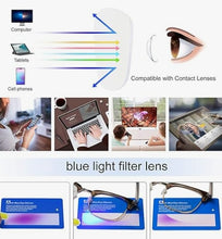 Load image into Gallery viewer, JETAKU  Blue Light Blocking Glasses Women/Men, Fashion Metals Out Looking, Long Rectangular  Eyeglasses
