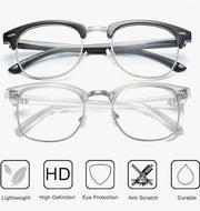 JETAKU  Blue Light Blocking Glasses Women/Men, Fashion Metals Out Looking, Long Rectangular  Eyeglasses