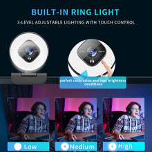 Load image into Gallery viewer, Streaming Webcam with Ring Light-1080P
